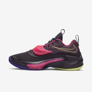 Nike Zoom Freak 3 Men's Basketball Shoes Purple / Pink / Purple / Light Lemon | NK901ABN